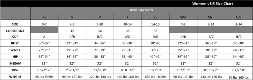 Properly Tied Size Chart